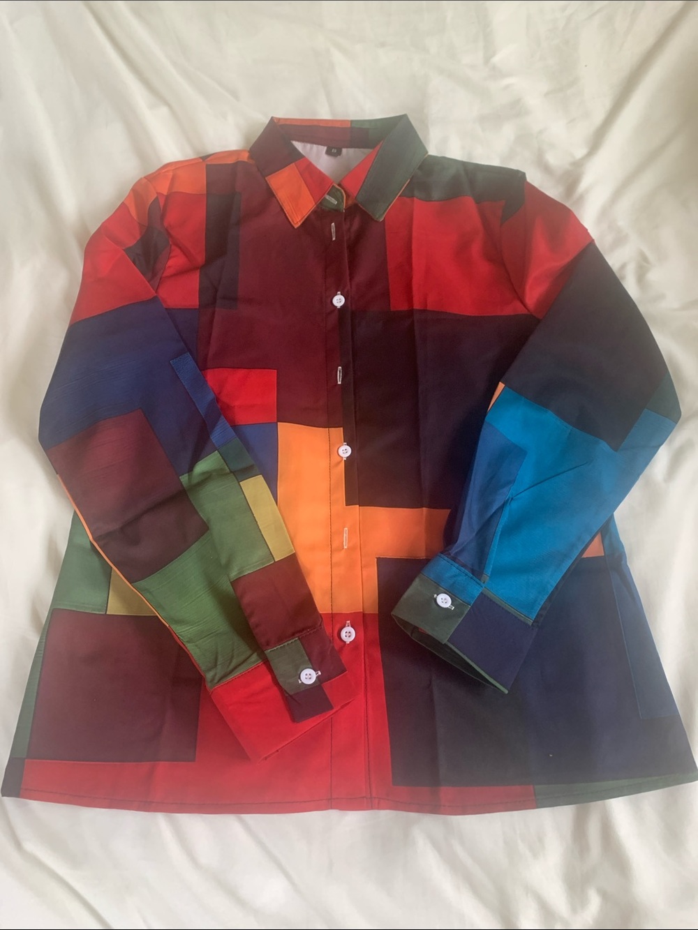 Women’s Multicolor Geo-Block Button-Down Shirt